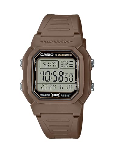 Casio W800HGシリーズ | メンズデジタルウォッチ | 100メートル防水 | 多機能アラーム | 100SEC ストップウォッチ | オートカレンダー | カウントダウンタイマー | LEDライト | デュアルタイム | 10年バッテリー, ベージュ, スポーツ。